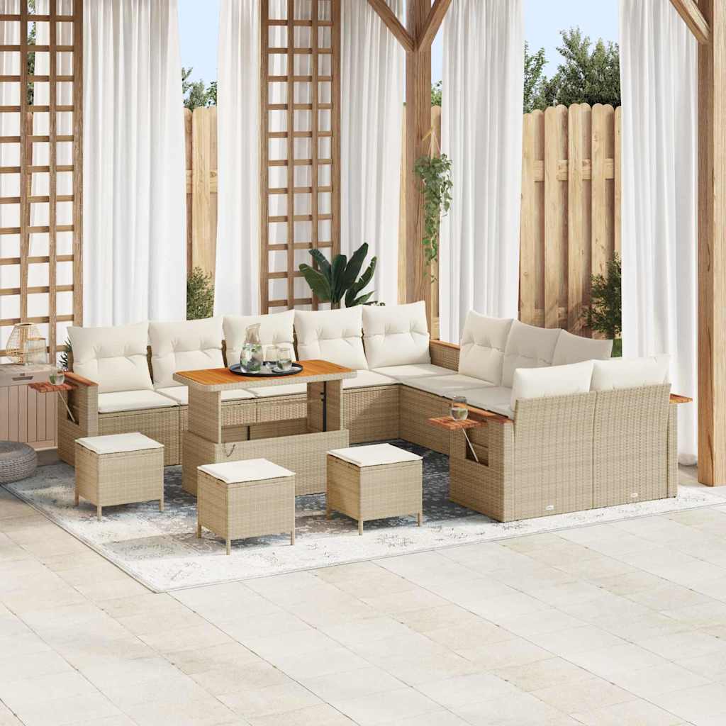 Gartensofa-set mit Kissen 14 pcs Beige und Creme