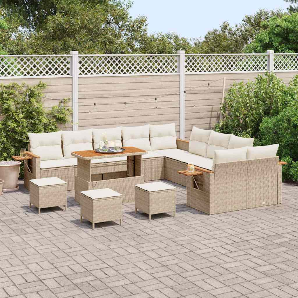 Gartensofa-set mit Kissen 14 pcs Beige und Creme