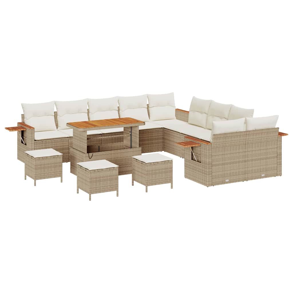 Gartensofa-set mit Kissen 14 pcs Beige und Creme