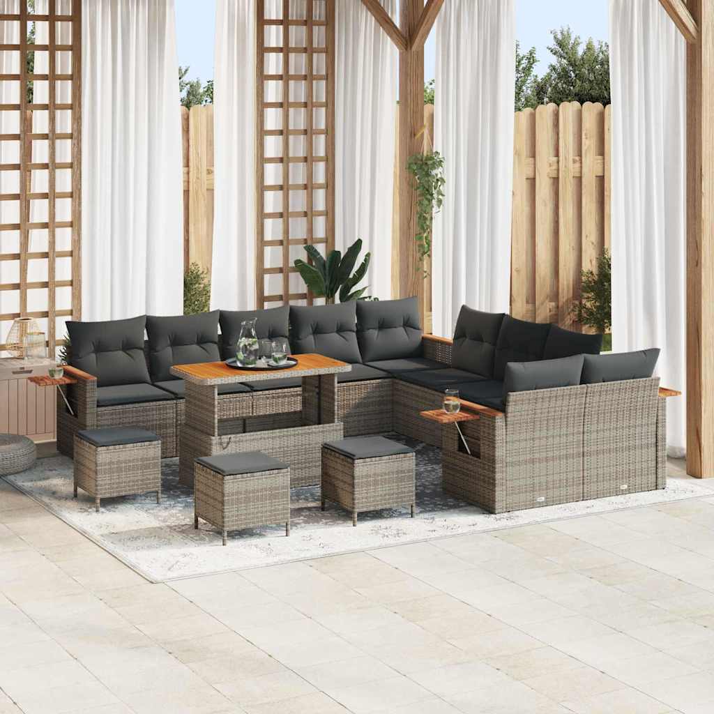 Gartensofa-set mit Kissen 14 pcs Grau