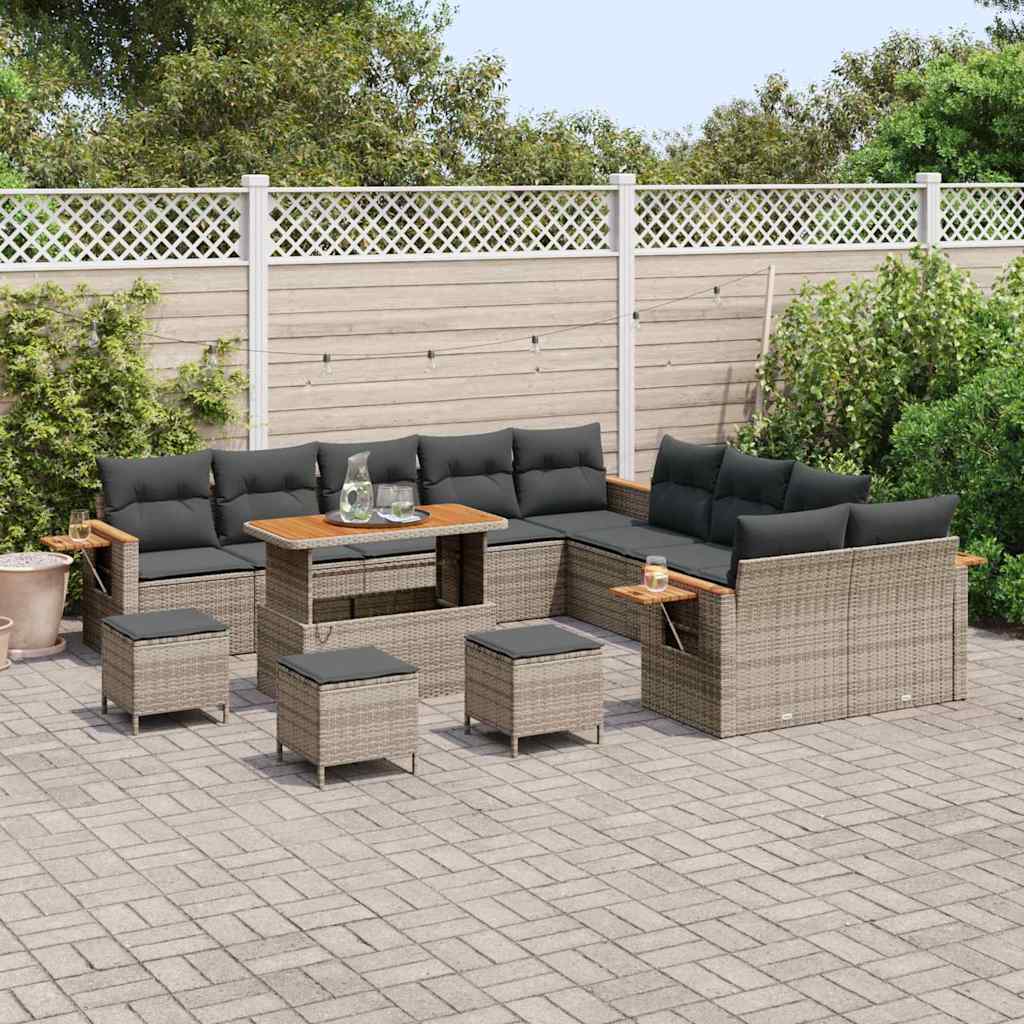 Gartensofa-set mit Kissen 14 pcs Grau
