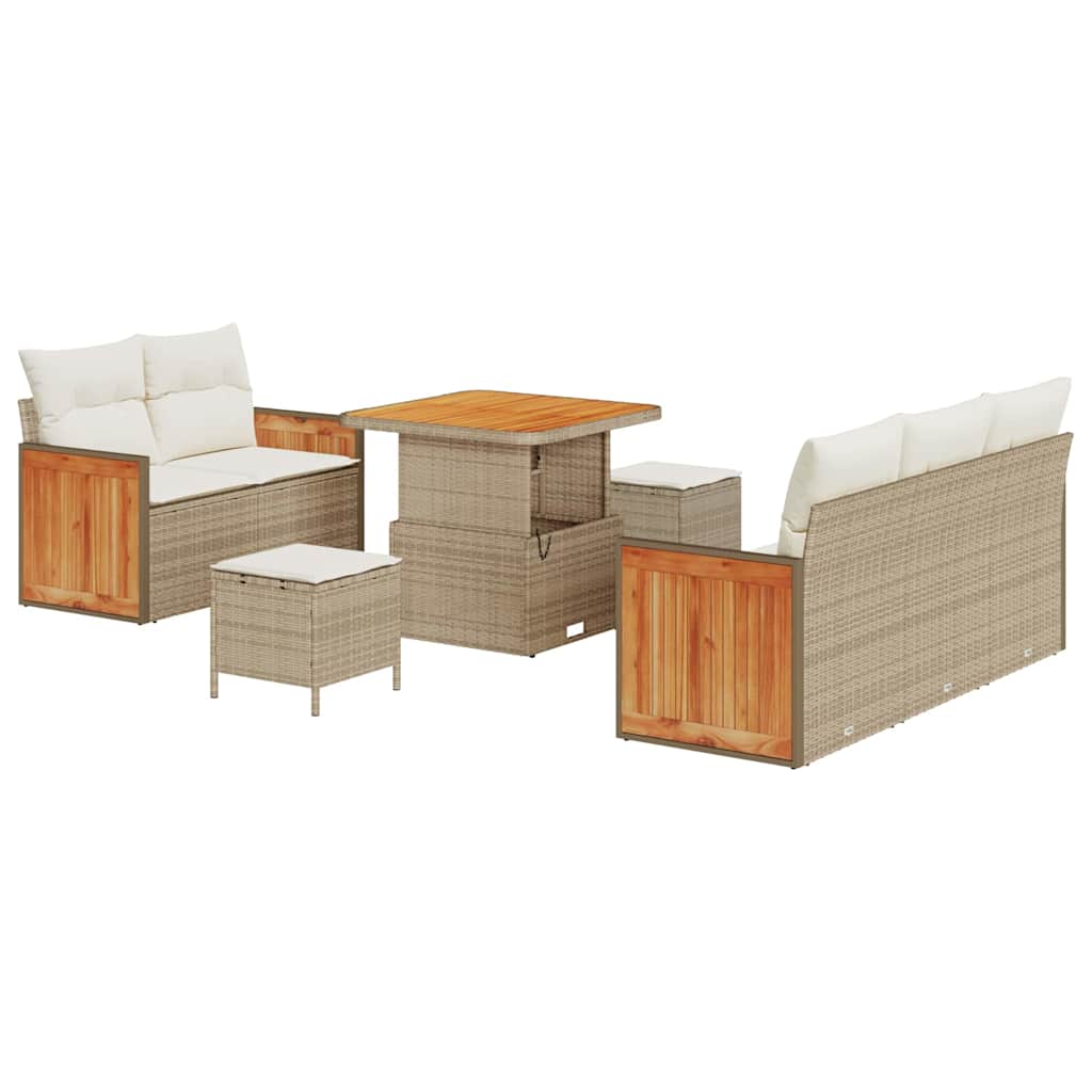 Gartensofa-set mit Kissen 8 pcs Beige und Creme
