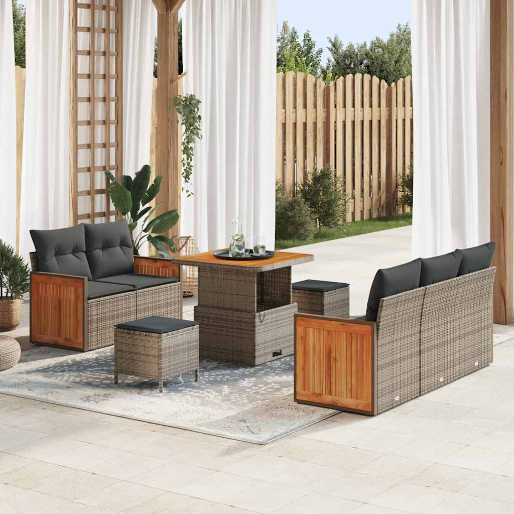 Gartensofa-set mit Kissen 8 pcs Grau