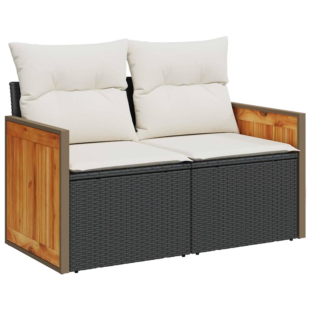 Gartensofa-set mit Kissen 8 pcs Schwarz und Creme