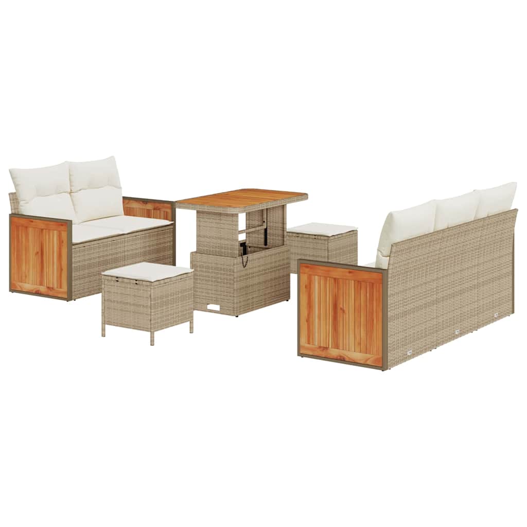 Gartensofa-set mit Kissen 8 pcs Beige und Creme