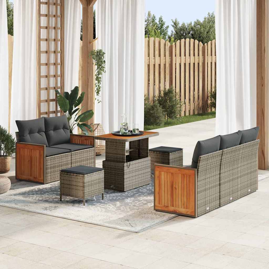 Gartensofa-set mit Kissen 8 pcs Grau