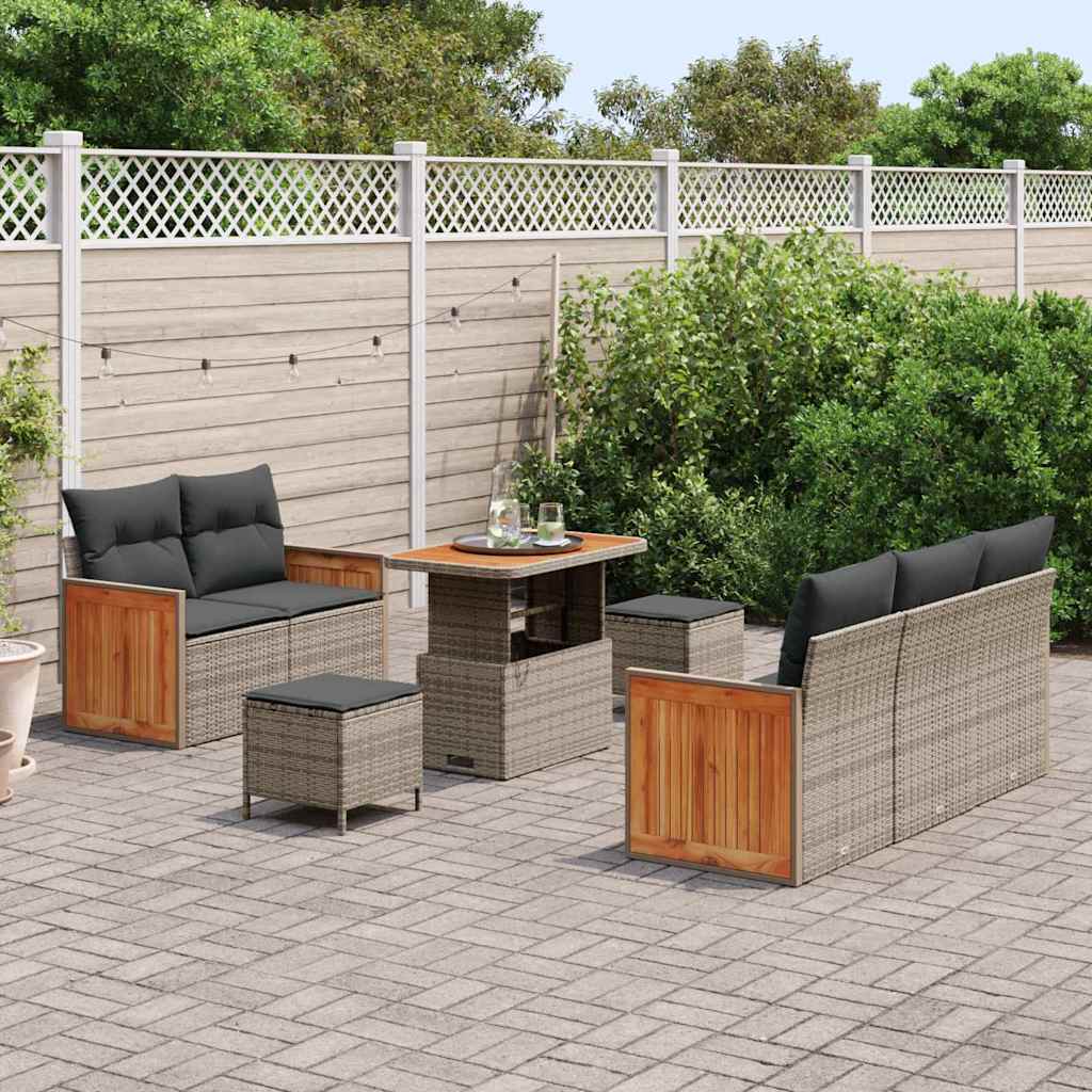 Gartensofa-set mit Kissen 8 pcs Grau