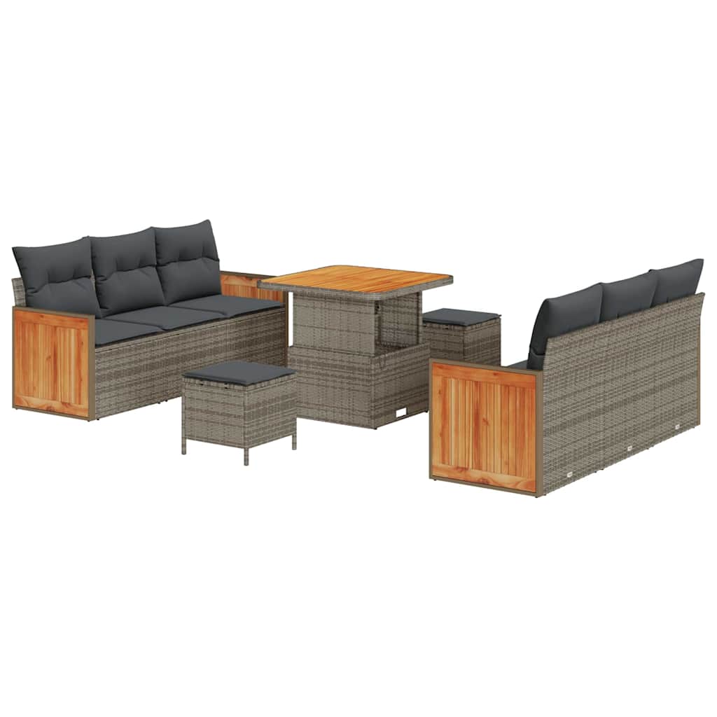 Gartensofa-set mit Kissen 9 pcs Grau