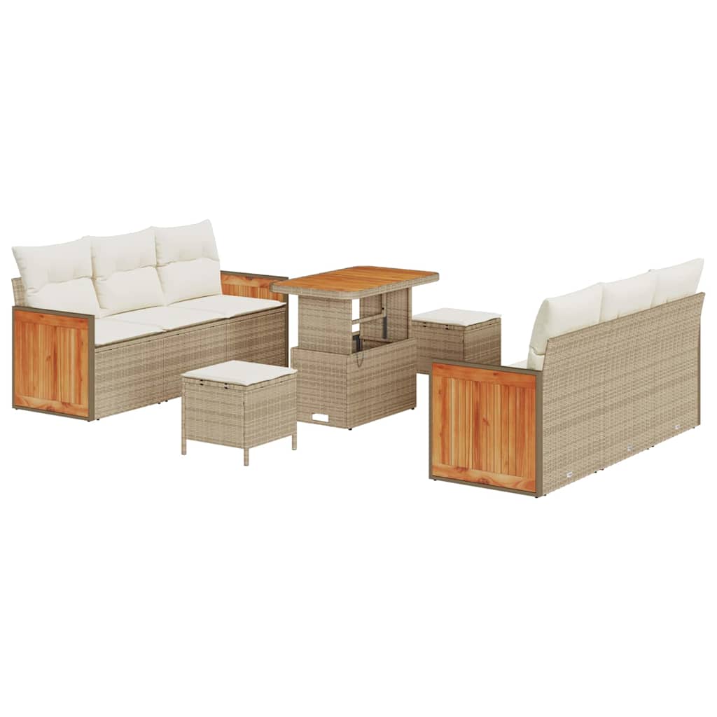 Gartensofa-set mit Kissen 9 pcs Beige und Creme