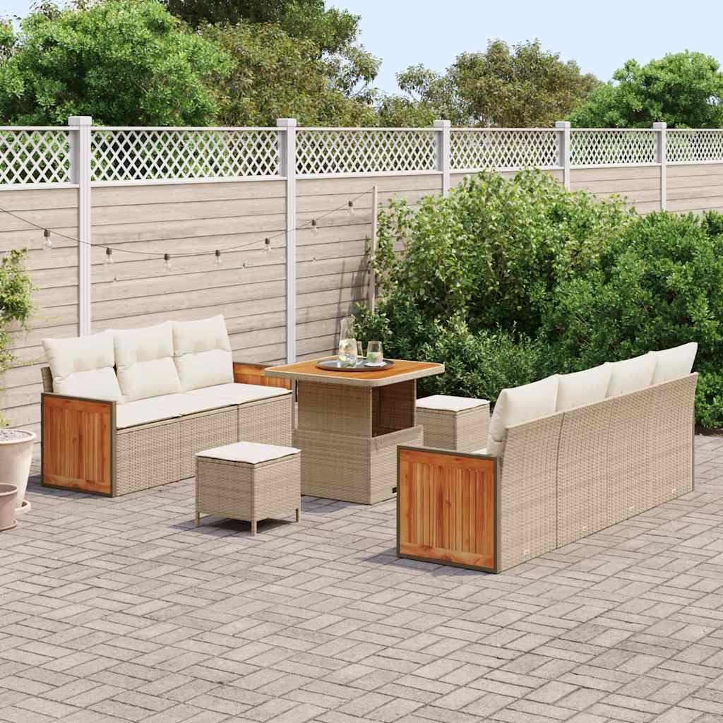 Gartensofa-set mit Kissen 10 pcs Beige und Creme