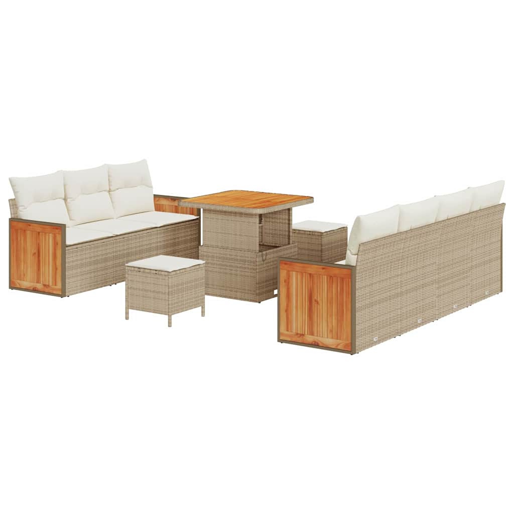 Gartensofa-set mit Kissen 10 pcs Beige und Creme