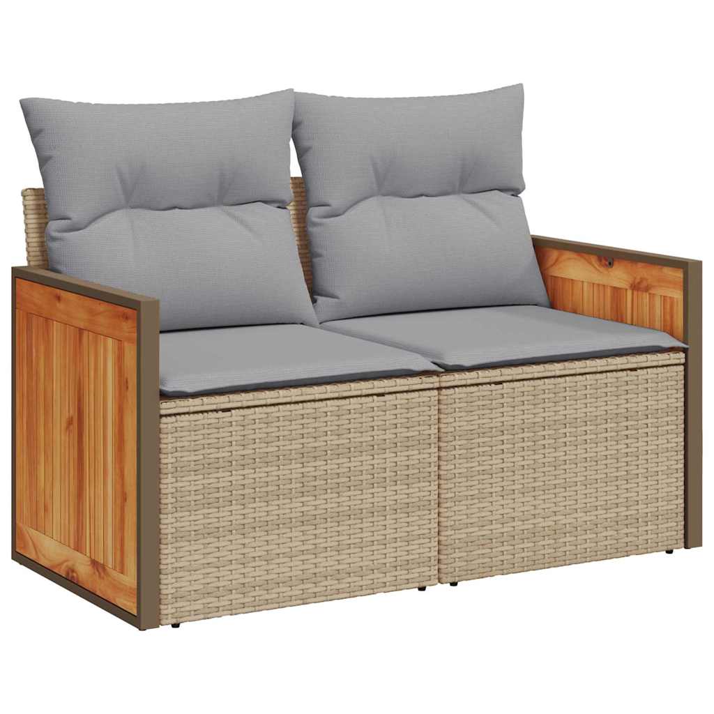 Gartensofa-set mit Kissen 10 pcs Beige und Hellgrau