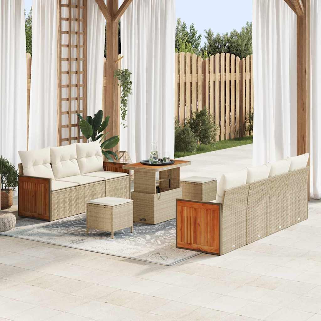 Gartensofa-set mit Kissen 10 pcs Beige und Creme