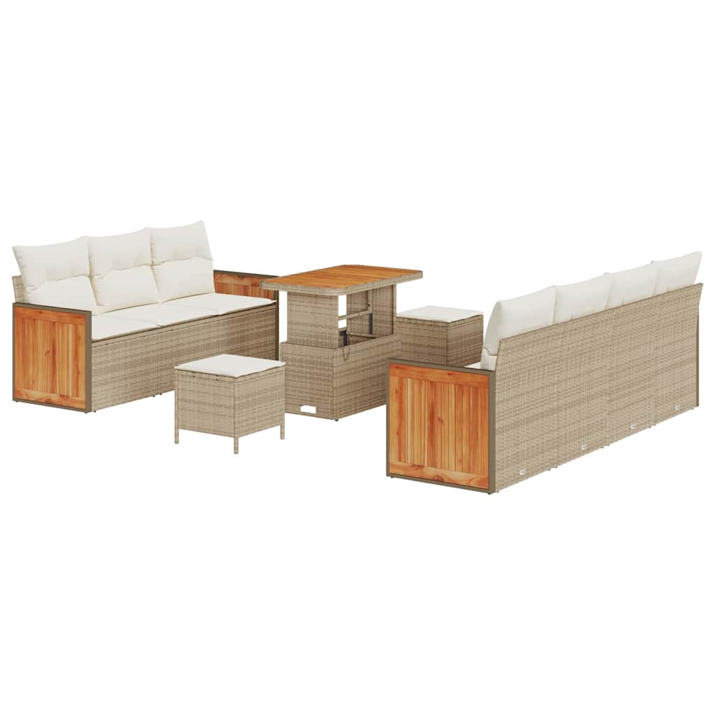 Gartensofa-set mit Kissen 10 pcs Beige und Creme