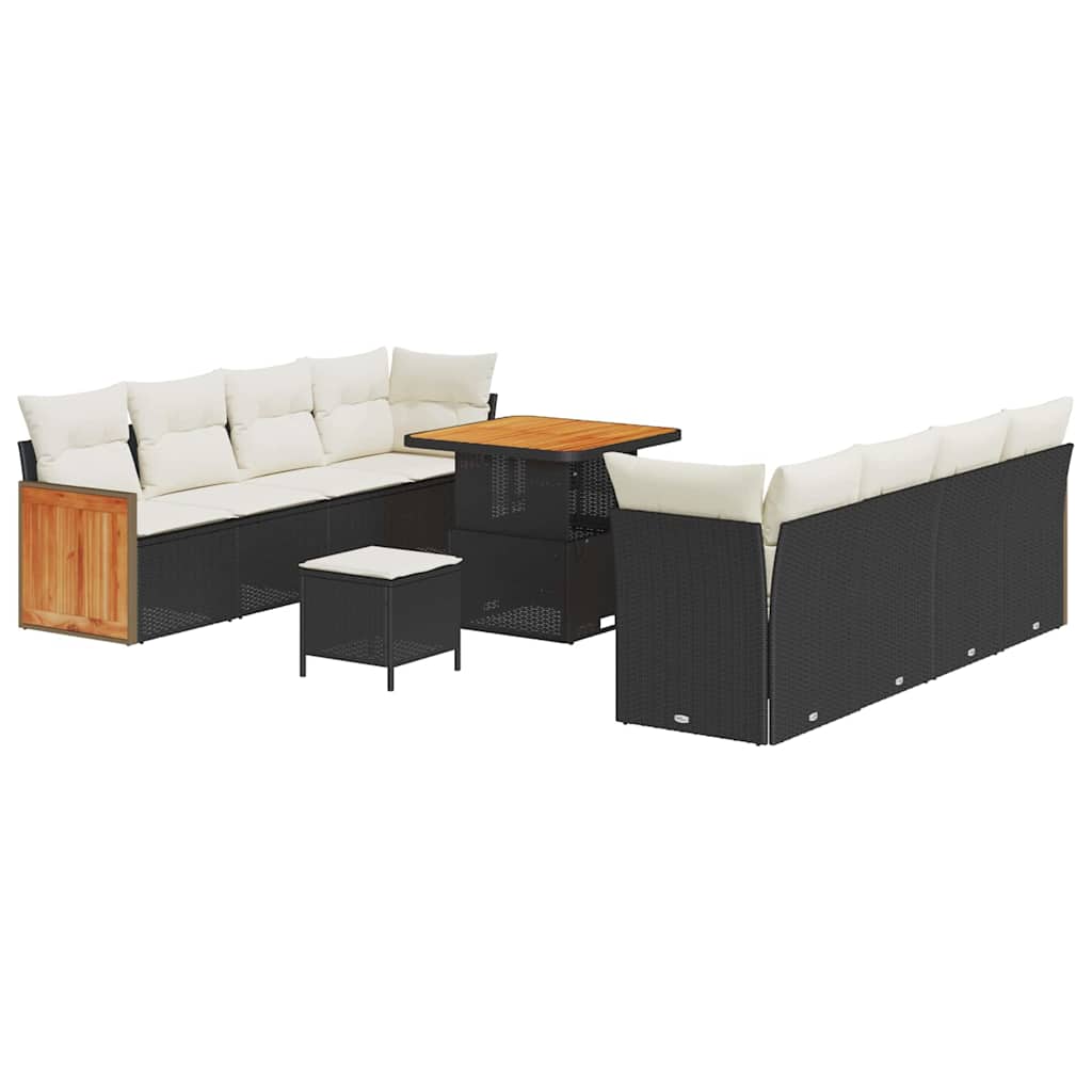 Gartensofa-set mit Kissen 11 pcs Schwarz und Creme