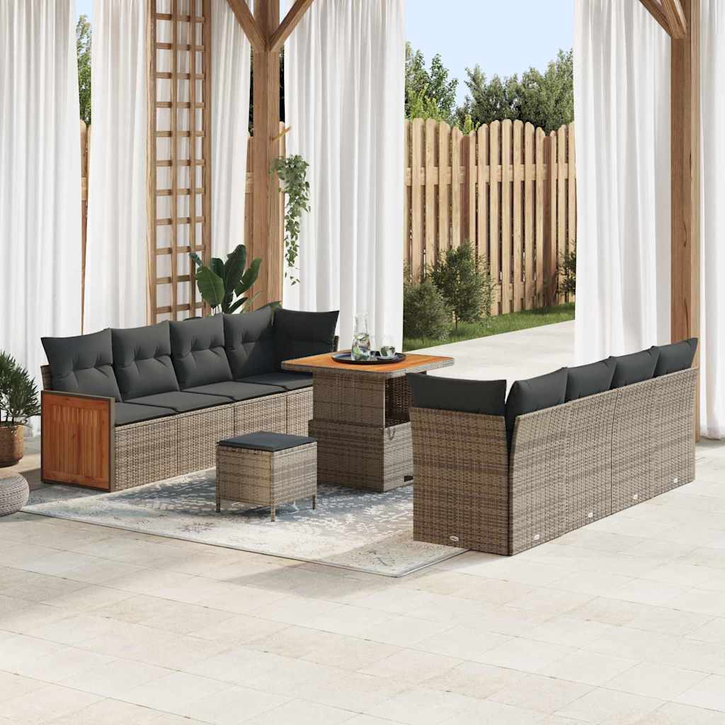 Gartensofa-set mit Kissen 11 pcs Grau