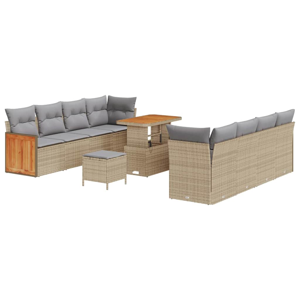 Gartensofa-set mit Kissen 11 pcs Beige und Hellgrau