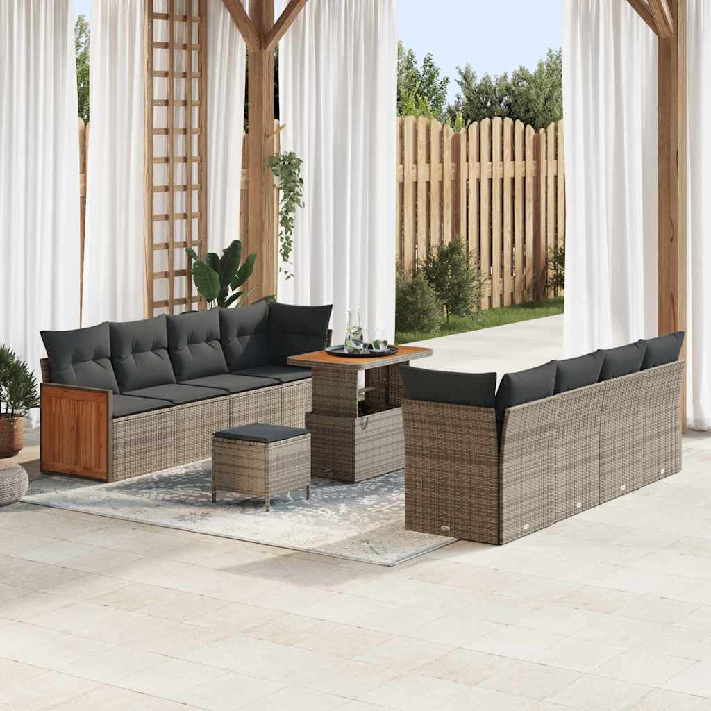 Gartensofa-set mit Kissen 11 pcs Grau