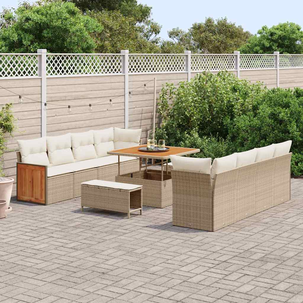 Gartensofa-set mit Kissen 11 pcs Beige und Creme