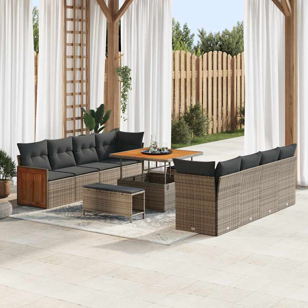 Gartensofa-set mit Kissen 11 pcs Grau