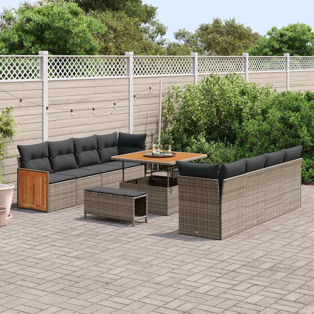 Gartensofa-set mit Kissen 11 pcs Grau
