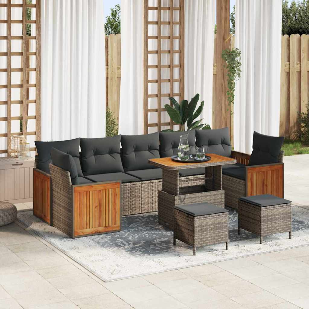 Gartensofa-set mit Kissen 10 pcs Grau