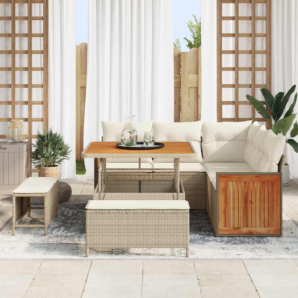 Gartensofa-set mit Kissen 8 pcs Beige und Creme