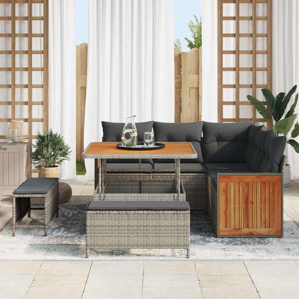 Gartensofa-set mit Kissen 8 pcs Grau