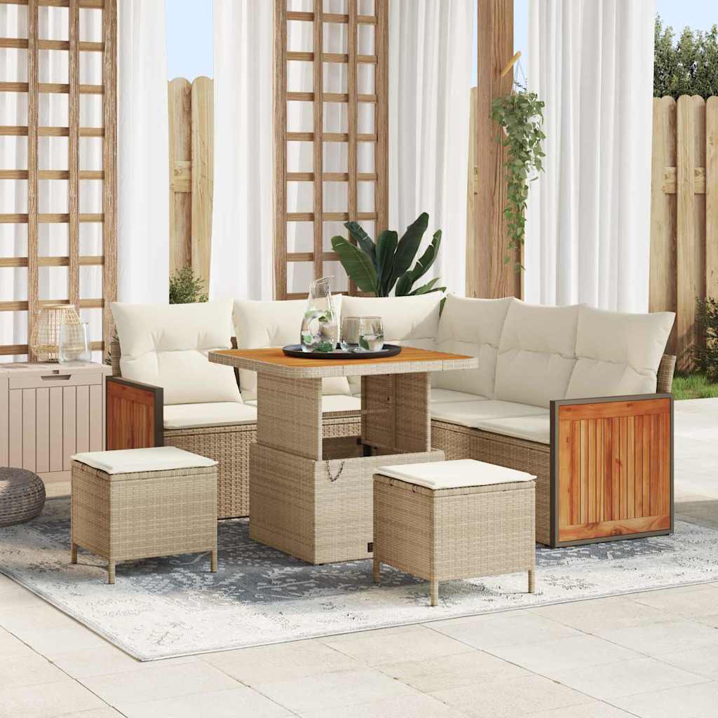 Gartensofa-set mit Kissen 8 pcs Beige und Creme