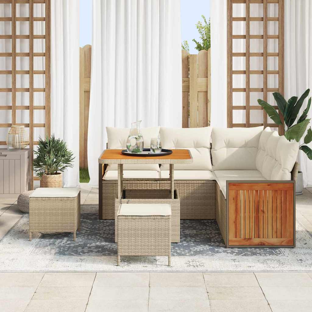 Gartensofa-set mit Kissen 8 pcs Beige und Creme