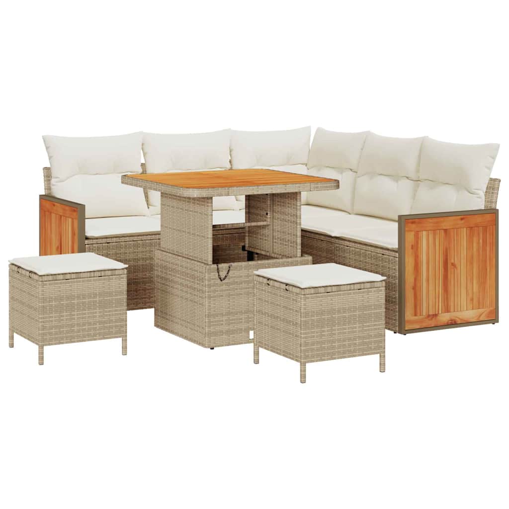 Gartensofa-set mit Kissen 8 pcs Beige und Creme