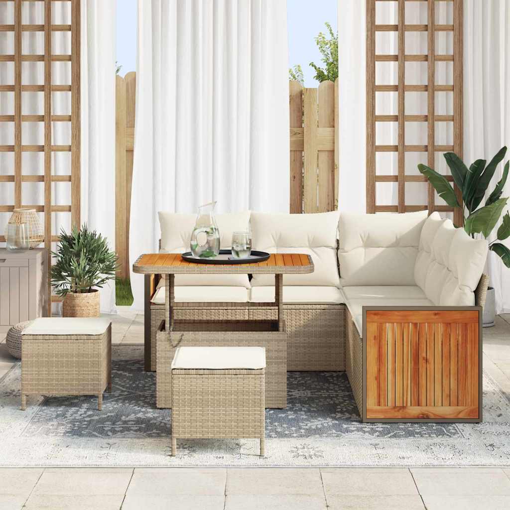 Gartensofa-set mit Kissen 8 pcs Beige und Creme