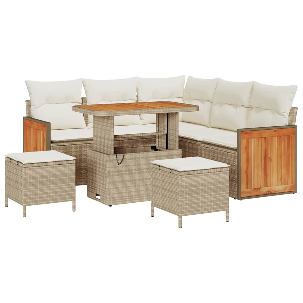 Gartensofa-set mit Kissen 8 pcs Beige und Creme