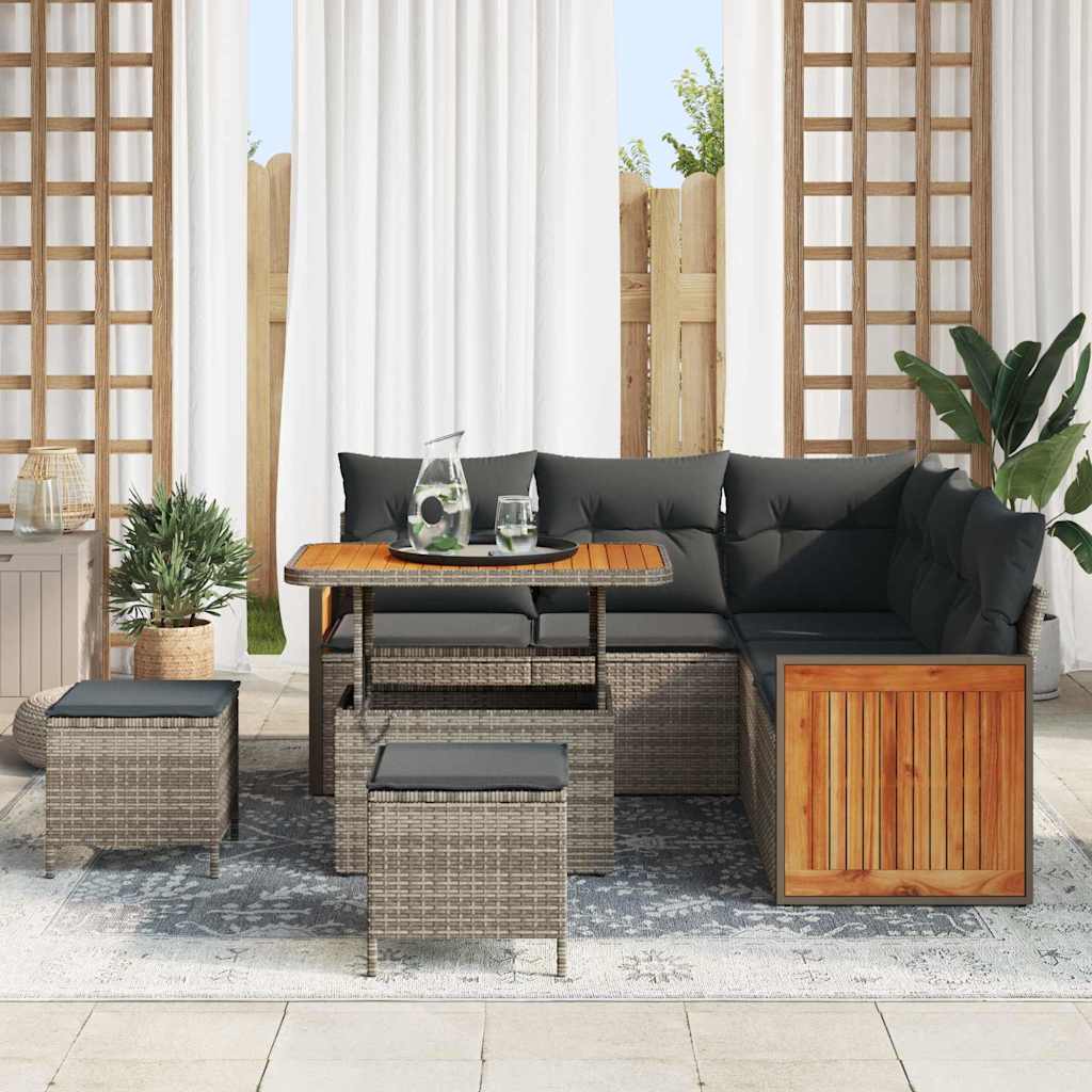 Gartensofa-set mit Kissen 8 pcs Grau