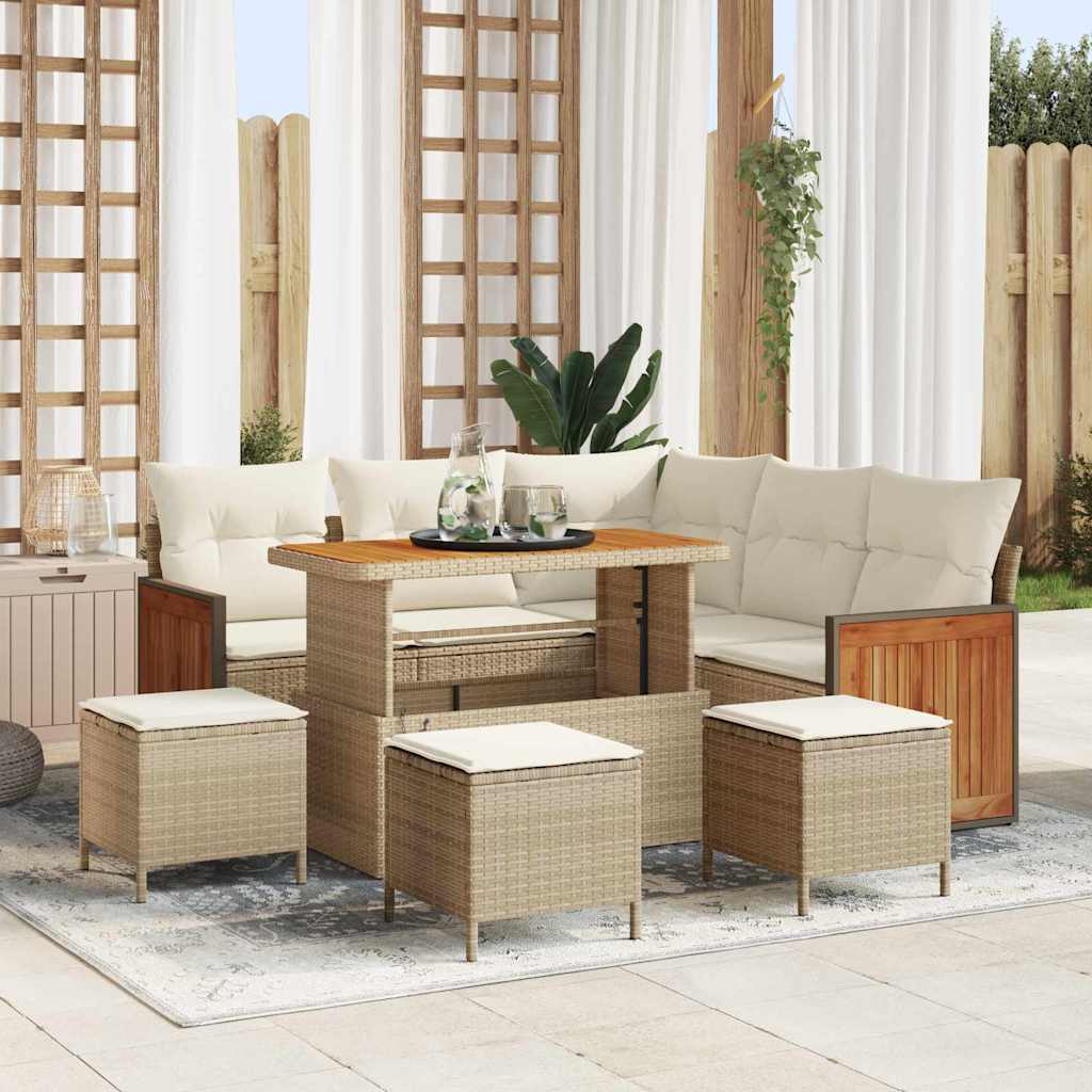 Gartensofa-set mit Kissen 9 pcs Beige und Creme