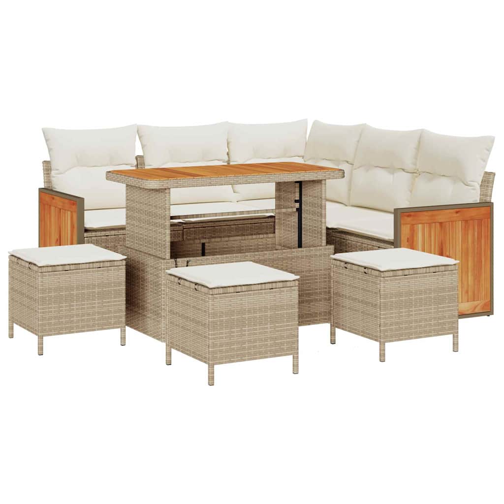 Gartensofa-set mit Kissen 9 pcs Beige und Creme