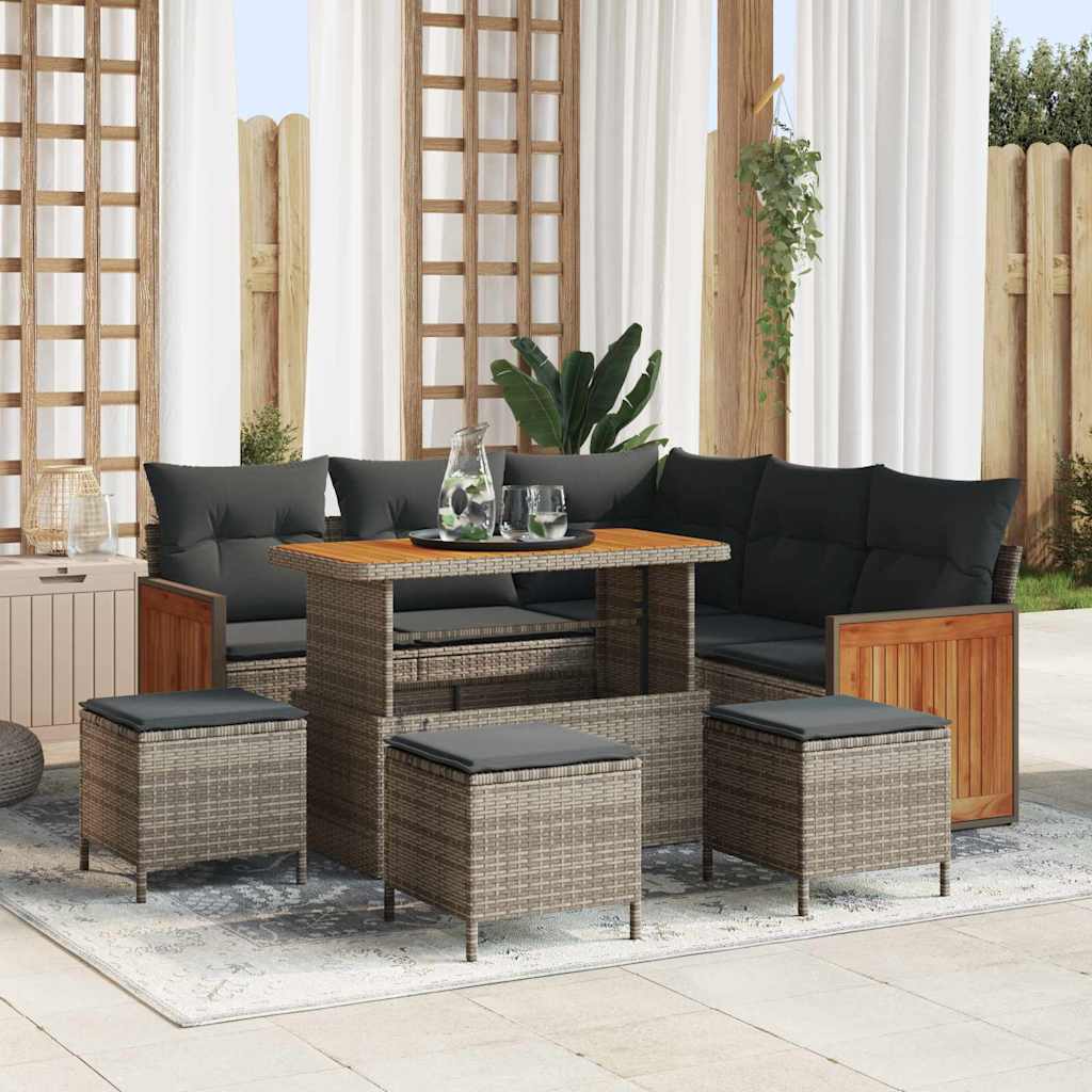 Gartensofa-set mit Kissen 9 pcs Grau