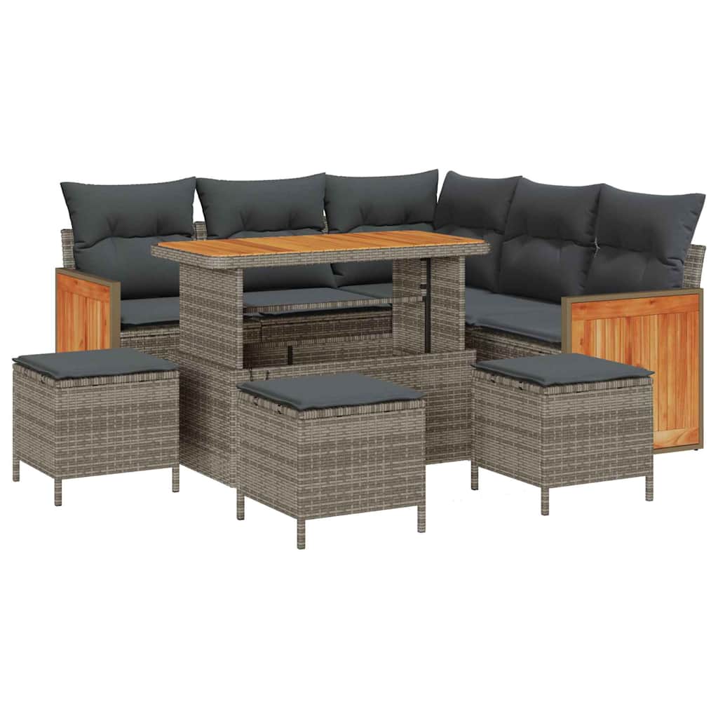 Gartensofa-set mit Kissen 9 pcs Grau