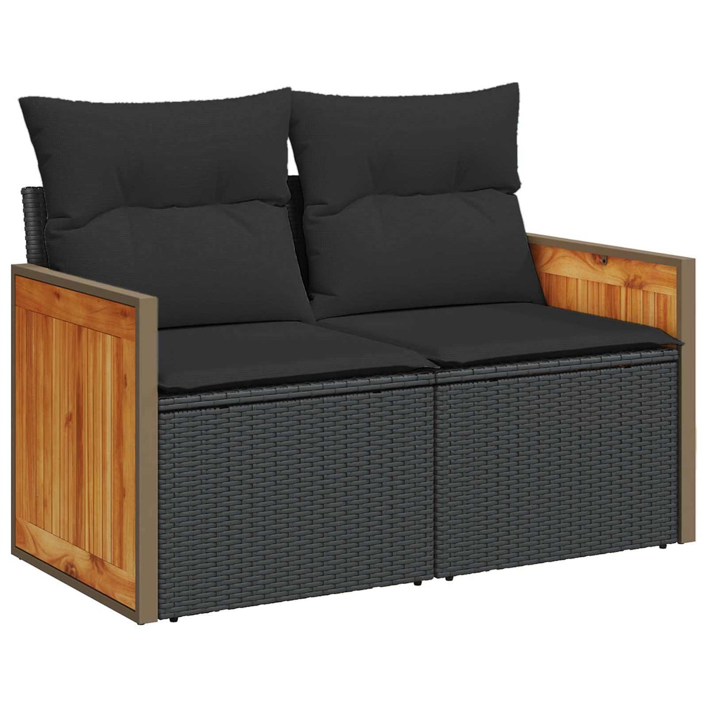Gartensofa-set mit Kissen 9 pcs Schwarz