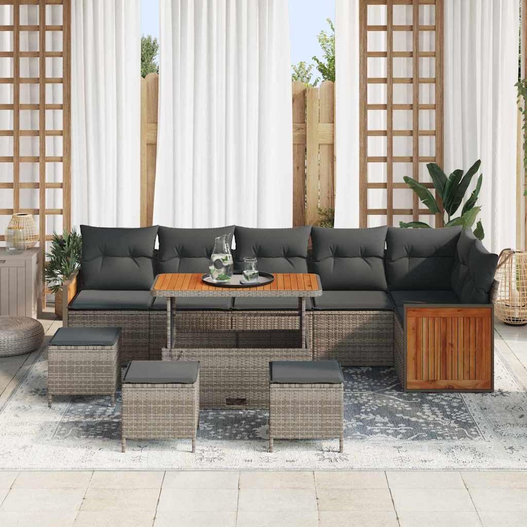 Gartensofa-set mit Kissen 10 pcs Grau