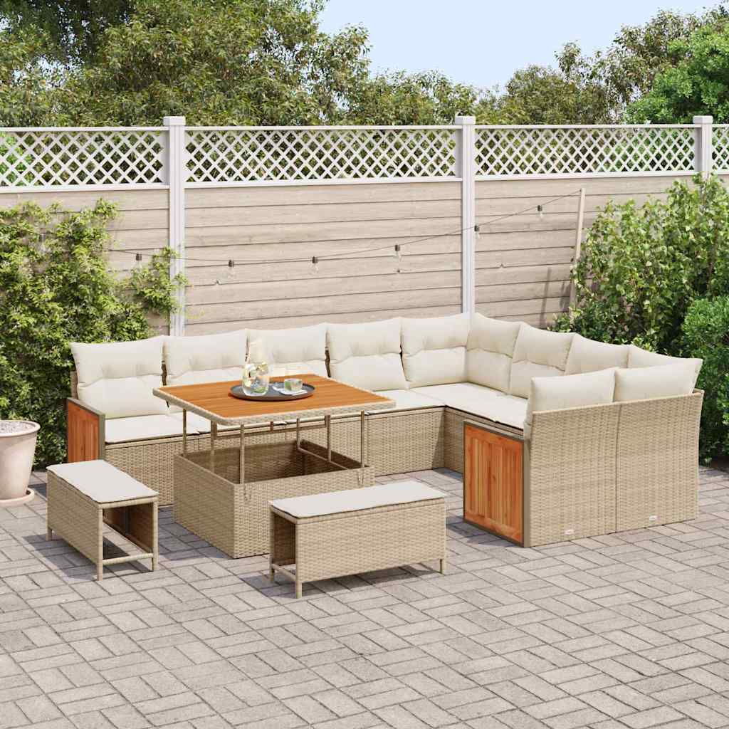 Gartensofa-set mit Kissen 12 pcs Beige und Creme