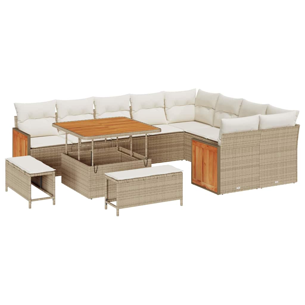 Gartensofa-set mit Kissen 12 pcs Beige und Creme