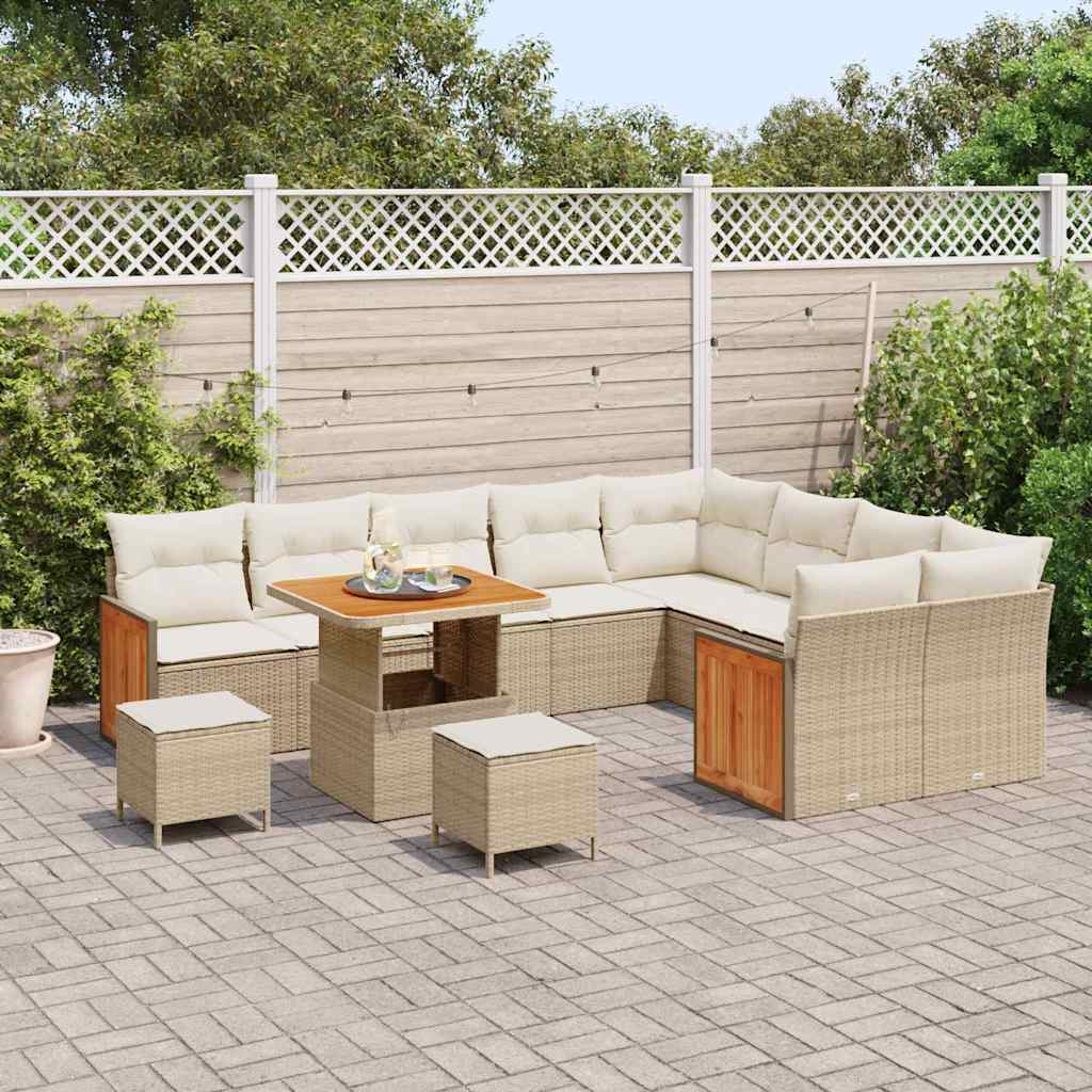 Gartensofa-set mit Kissen 12 pcs Beige und Creme