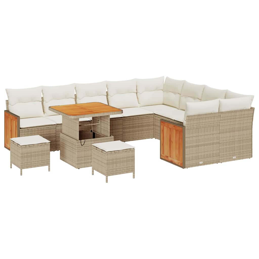 Gartensofa-set mit Kissen 12 pcs Beige und Creme