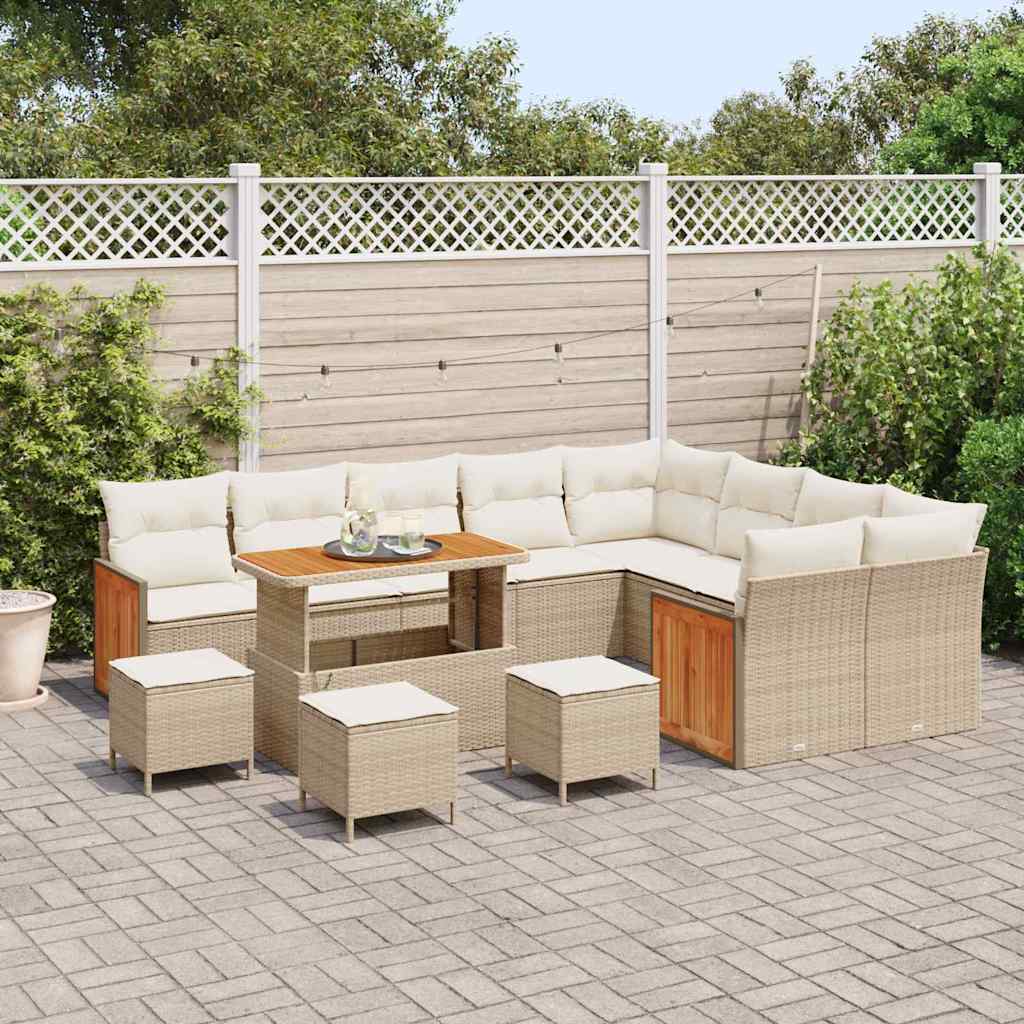 Gartensofa-set mit Kissen 13 pcs Beige und Creme