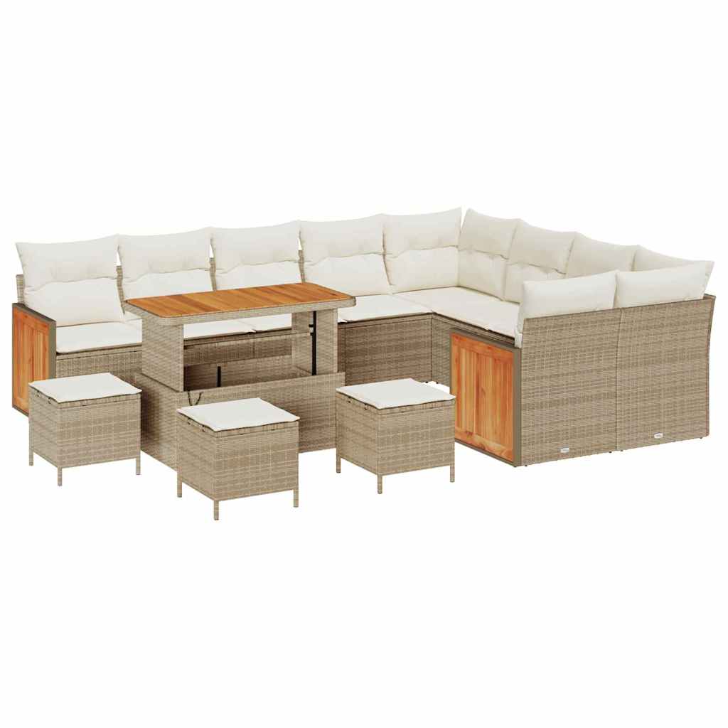 Gartensofa-set mit Kissen 13 pcs Beige und Creme