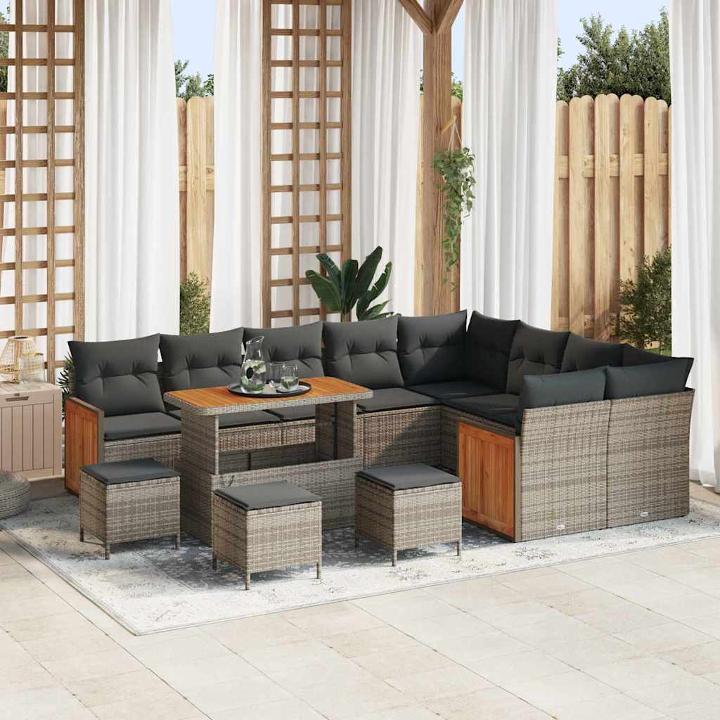 Gartensofa-set mit Kissen 13 pcs Grau