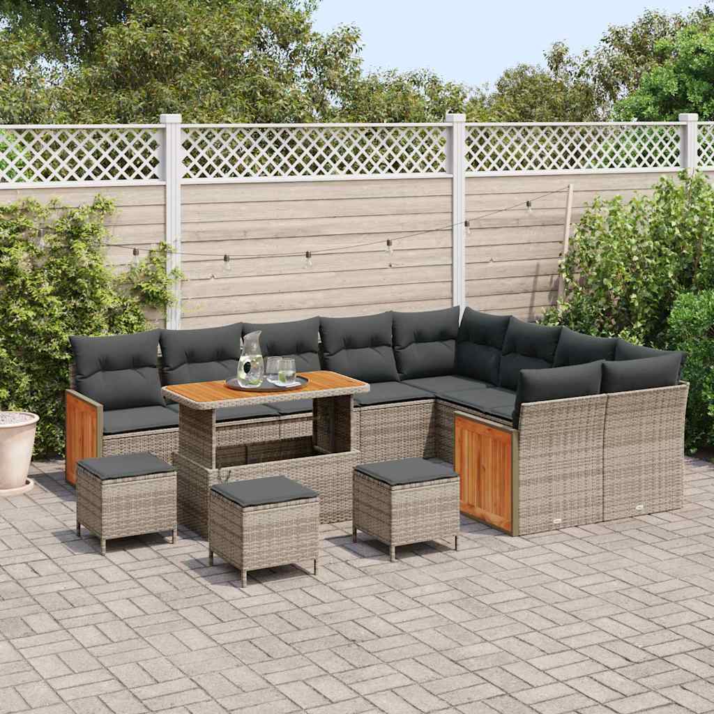 Gartensofa-set mit Kissen 13 pcs Grau
