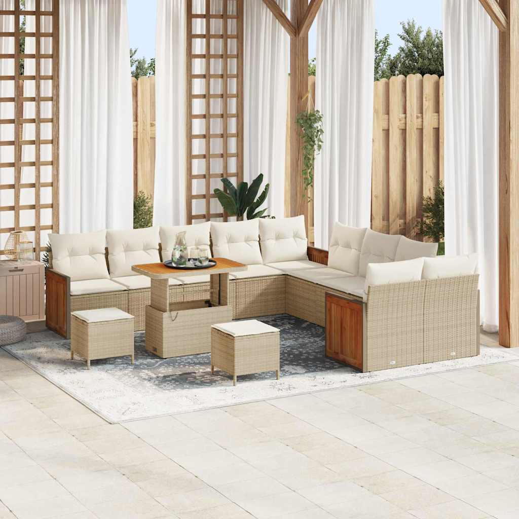 Gartensofa-set mit Kissen 13 pcs Beige und Creme