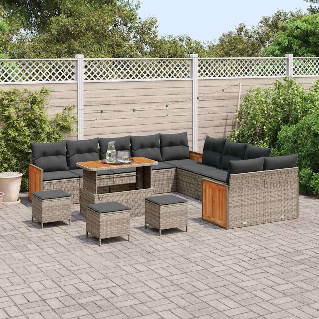 Gartensofa-set mit Kissen 14 pcs Grau